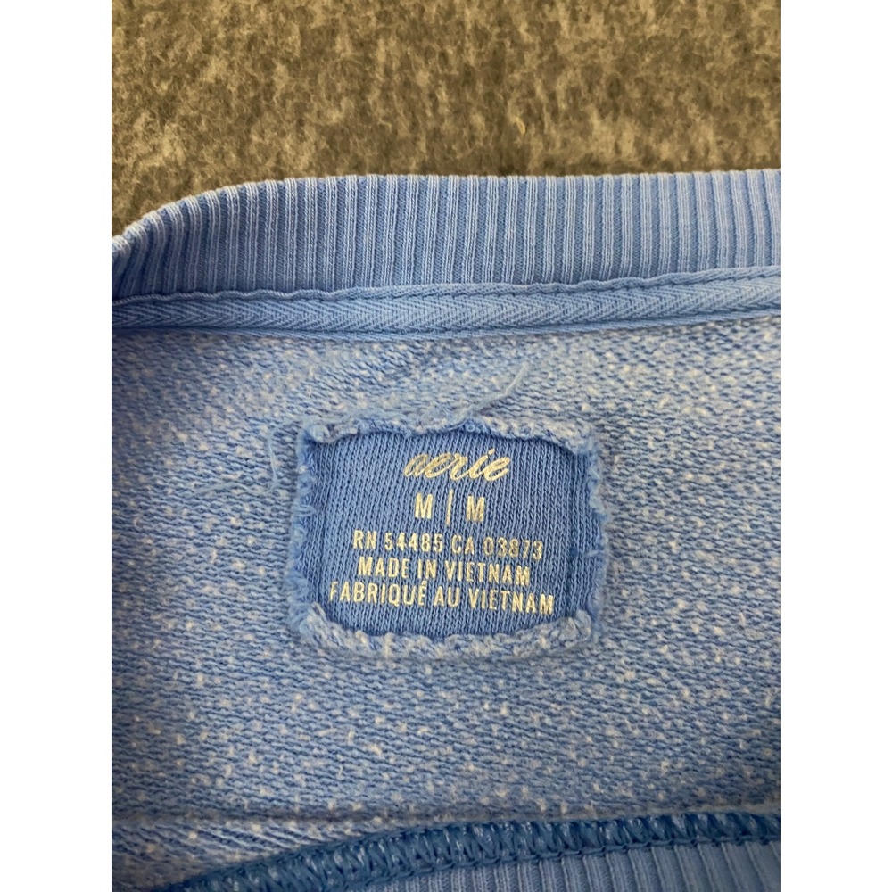 Aerie Womens Blue Embroidered Logo Crewneck Sweatshirt Oversized Fleece Medium - Picture 4 of 11